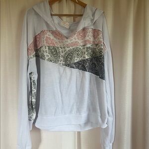 Sugarfox White Hoodie with Paisley Accents